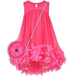 Sunny Fashion Mädchen Kleid Rose rot Spitze Ärmellos 2er-Pack Umhängetasche Bag Gr. 134 von Sunny Fashion