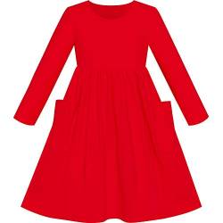 Sunny Fashion Mädchen Kleid rot Beiläufig Baumwolle Lange Ärmel Kleid Gr. 122 von Sunny Fashion