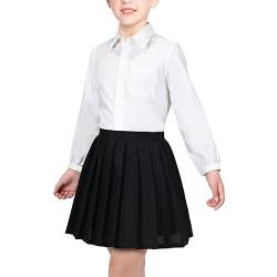 Sunny Fashion Mädchen Outfit-Set 2 Stück Weiß Hemd Schwarz Gefaltet Rock Schuluniform Gr. 116-122,Schwarzes Rockset,116-122 von Sunny Fashion