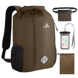 Sunnylon Dry Bag Rucksack, 20 l, wasserdicht, mit Hüfttasche und Handyhülle, Trockentasche für Kajak, Strand, Rafting, Bootfahren, Wandern, Camping und Angeln (Kaffee) von Sunnylon