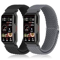Sunnyson Geflochtenes elastisches Band, kompatibel mit Mindrose H80 3,7 cm Smartwatch, verstellbare Schlaufe, weich, elastisch, Ersatzbänder für Mindrose H80 Fitness-Tracker, IP68, für Damen und von Sunnyson
