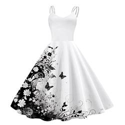 Damen Vintage Cocktailkleider Rockabilly Hohe Taille A-Line Petticoat Kleid Spaghettiträger Festlich Ballkleid Swing 50er Jahre Sommer Abendkleid Retro-Kleidung Elegant Partykleid von Sunnyuk