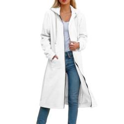 Kapuzenjacke Damen Lang Winter Sale Hoodie Zip Kapuzenmantel Oversize Casual ReißVerschluss Sweatshirt Lange Mantel Jacke mit Kapuze Tasche Mode Sweatjacke Elegante Kapuzenpullover Herbst Winter von Sunnyuk