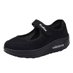 Laufschuhe Damen Weiße Sohle Walkingschuhe Luftkissen Mesh Atmungsaktiv Running Fitness Turnschuhe rutschfest Stoßfest Outdoors Freizeitschuhe Walkingschuhe Komfortabel Sommerschuhe von Sunnyuk