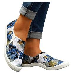 Loafers Damen Schuhe Sneakers, mit Bestickte Slip-on Komfortabel Atmungsaktiv Segeltuchschuhe Leichte Fashion Flache Schuhe Outdoor Athletisch Frauen Fitnessschuhe Sportschuhe von Sunnyuk