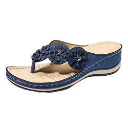 Orthopädische Sandalen Damen Orthopädische Plateau Schuhe Zehensandalen Bequem Atmungsaktiv Flipflops Damen Sommer Elegant Sommersandalen Strand Vintage Sommerschuhe Boho Offene Sandaletten Walking von Sunnyuk