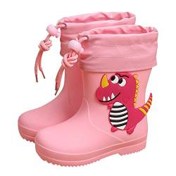 Regenstiefel Kinder Soft Durable Kindergummistiefel für 1-9 Jahre Dreidimensional Dinosaurierdruck Kinderstiefel Wasserdicht Rutschfesten Regenschuhe Halbschaft-Gummistiefel für Jungen Mädchen von Sunnyuk