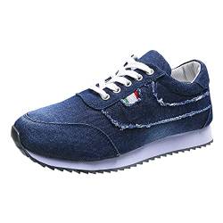 Sneaker Damen Schwarz Elegant Bequeme Sneakers für Frauen mit massiver Lace-up-Denim Sneakers Flat Damenfarbe Bequeme Schuhe Damen Sommer von Sunnyuk