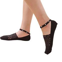 Socken Damen 39-42 Schwarz Weiß Perlenspitze Socken Knöchelsocken Niedlich Mesh Transparent Ultra Dünn Durchsichtig Lace Liner Socken Für Frauen Mädchen Damen No-Show-Socken von Sunnyuk