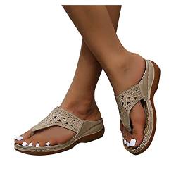 Sportsandale Bequem Freizeitsandale Ledersandalen Wandersandalen Sommer Vintage Elegant Sandaletten Damen Blockabsatz Sandals Keilsandale Böhmen Strandsandalen Sommerschuhe Damen Sandalen von Sunnyuk