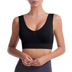 Sunnyuk Damen Sport BH Rückenfrei Yoga Bra Push Up Underwire Trainings-BH Komfort Rückenfrei Wmbra Crop Top Plus Size Crossback Bralette Bustier Eisseiden Racerback Sport-BHS Gym Bra für Lauf Yoga von Sunnyuk