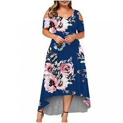 Sunnyuk Elegante Kleider Damen Für Hochzeit Schulterfrei Cocktailkleid Spitzenkleid Kurzarm Blumen Kleider Leicht Luftig Partykleid Große Größen Freizeitkleid Vintage Damen Kleide von Sunnyuk