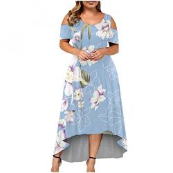 Sunnyuk Elegante Kleider Damen Für Hochzeit Schulterfrei Cocktailkleid Spitzenkleid Kurzarm Blumen Kleider Leicht Luftig Partykleid Große Größen Freizeitkleid Vintage Damen Kleide von Sunnyuk