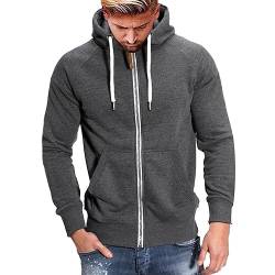 Sunnyuk Hoodie Herren Reißverschluss Schwarz Kapuzenpullover Oversize Sweatjacke Zip up Langarm Kapuzenjacke mit Kapuze Kordelzug Casual Sport Herbst Winter Pullover Sweatshirt Kapuzenpulli Jacke von Sunnyuk