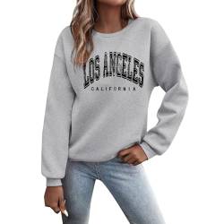 Sunnyuk Pullover Damen Herbst Sale Sweatshirt Ohne Kapuze Briefe Drucken Langarm Rundhals Pulli Winter Frauen Buchstaben Druck Locker Casual Oberteil Sport Streetwear Bluse Tops Kleidung Damen von Sunnyuk