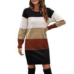 Sunnyuk Strickkleid Damen Lang Herbst Langarm Einfarbig Knitted Dress Freizeitkleid Winter Lang Stricken Tunika Pulli Kleid Warm Einfarbig Strickpullover Sweater Dress Pullover für Herbst Winter von Sunnyuk