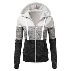 Sunnyuk Sweatjacke Damen mit Kapuze Jacke Zipper Hoodie Oversize Reißverschluss Übergangsjacke Herbst Winter Pullover Damen-Jacken Schwarz Winterjacke Kapuzenpullover Outdoorjacke Sportjacke von Sunnyuk