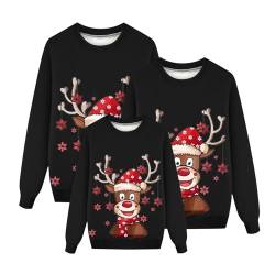 Sunnyuk Weihnachtspullover Familie Set Pullover Ugly Sweatshirt Pulli Familien Outfit Set Rentier Muster Bluse Top Weihnachtspullis Xmas Pulli Herren Damen Kinder Junge Mädchen Pärchen Winterpullover von Sunnyuk