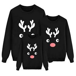 Sunnyuk Weihnachtspullover Familie Set Pullover Ugly Sweatshirt Pulli Familien Outfit Set Rentier Muster Bluse Top Weihnachtspullis Xmas Pulli Herren Damen Kinder Junge Mädchen Pärchen Winterpullover von Sunnyuk