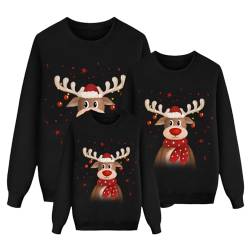 Sunnyuk Weihnachtspullover Familie Set Pullover Ugly Sweatshirt Pulli Familien Outfit Set Rentier Muster Bluse Top Weihnachtspullis Xmas Pulli Herren Damen Kinder Junge Mädchen Pärchen Winterpullover von Sunnyuk