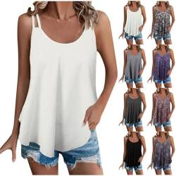 Tank Top Damen Sommer Spaghetti Top Casual Rundhalsausschnitt Cami Top Tanktop Ärmellose Strand T Shirt Outfit Luftig Sommermode Oberteile Blusentops Leicht Elegant Tops Trägershirt Sexy Frauen von Sunnyuk