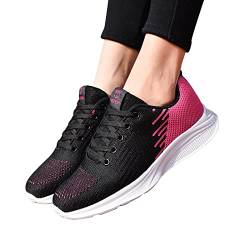 Turnschuhe Damen Schwarz Leichtgewichts Atmungsaktiv Laufschuhe Frauen Sportschuhe Weiss Wanderschuhe Schnürschuhe Cheerleading-Schuhe Halbschuhe für Outdoor Jogging Fitness von Sunnyuk