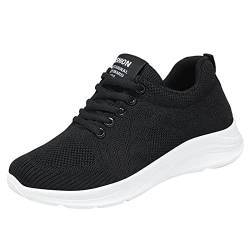 Turnschuhe Damen Schwarz Wasserdicht Breite Flach Modische Laufen Schuhe Frauen Weiße Sportschuhe Sneaker Freizeitschuhe Cheerleading-Schuhe Halbschuhe für Jogging Fitness Camper von Sunnyuk