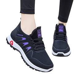 Turnschuhe Damen Weiss Leder mit Dicken Sohle Laufschuhe Frauen Leichte Sportschuhe Weiß Trainingsschuhe Walkingschuhe Luftkissenschuhe Schnürschuhe für Fitness Jogging von Sunnyuk