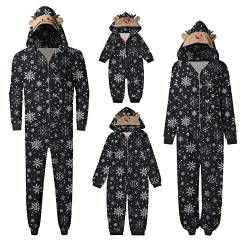 Weihnachten Pyjama Familien Damen Herren Kinder Jumpsuit Kuschelig Hoodie mit Reißverschluss Kapuze Weihnachts Schlafanzug Set Einteiler Nachtwäsche Overall Hausanzug für die ganze Familie Herren von Sunnyuk