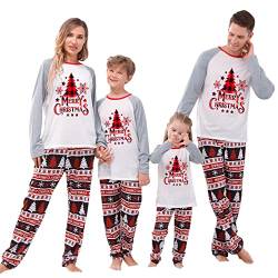 Weihnachts Pyjama Family Set, Merry Christmas Pyjama Set Rentier Elch Bedruckt Schlafanzug Weihnachten Passende Outfits Familie Lange Ärmel Nachtwäsche Schlafanzughose Pulli Kinder Strampler von Sunnyuk