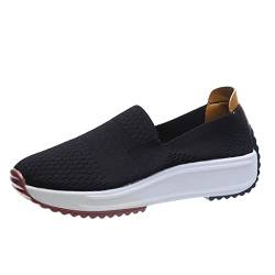 Weiße Turnschuhe Damen Leder mit Dicken Sohle Sportlich Schuhe Sneaker Frauen Sportschuhe Schwarz Weiß Sneaker Freizeitschuhe Luftkissenschuhe Schnürschuhe für Schule Walking Fitness Gym Sport von Sunnyuk