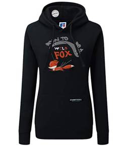 Sunnywall Fuchs Fox Sweatshirt Hoodie Ladyfit Damen Kapuzen schwarz Pullover (S, 129 Wild Fox) von Sunnywall