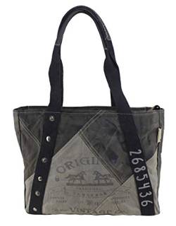 Sunsa Canvas Handtasche. Damen Shopper Tasche in Vintage Stil. Große Schultertasche. Schwarz/grau Tote bag. von Sunsa