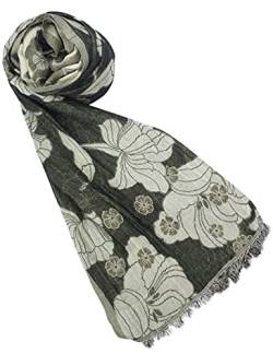 Sunsa Damen/Herren Schal, weich Winter Halstuch aus Baumwolle & Viskose. Große Unisex Herbst Winterschal. Tücher & Schals als Geschenkidee für Männer oder Frauen (Grün Blume) von Sunsa