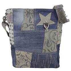 Sunsa Damen Blaue Umhängetasche. Große Canvas Schultertasche. Crossbody Bag aus recycelte Jeans. Nachhaltige Tasche. Damentasche als Geschenk von Sunsa