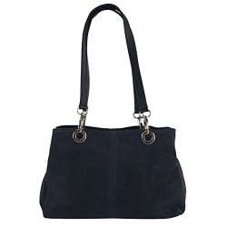 Sunsa Damen Handtasche, Schultertasche aus Blaue Wildleder. Trachtentasche/Dirndltasche von Sunsa