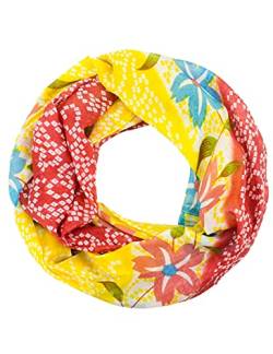 Sunsa Damen Loop Schal. 100% Baumwolle Schlauchschal für Frühlings/Sommer. Dünn Loopschal mit Blumen Design. Tücher und Schals als Frauen Geschenk (Gelb/Rot # 8) von Sunsa