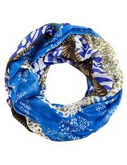 Sunsa Damen Loop Schal. 100% Baumwolle Schlauchschal für Frühlings/Sommer. Dünn Loopschal mit Blumen Design. Tücher und Schals als Frauen Geschenk (blau/grau # 7) von Sunsa