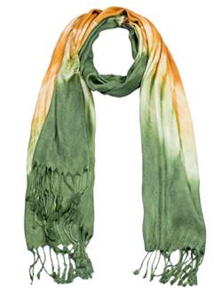 Sunsa Damen Schal. Viskose Tuch für Frühlings/Sommer/Winter. Bunte Stola mit tie dye Design als Geschenkidee für Frauen (grün/gelb) von Sunsa