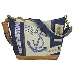 Sunsa Damen Tasche Umhängetasche. kleine Canvas Bag mit Recycelte Jeans und Leder. Vintage Design Taschen sind praktische Geschenke für Women. Schultertasche Damentaschen Sale von Sunsa