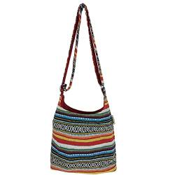 Sunsa Damen Umhängetasche. Hobo Tasche aus gewebter Baumwolle mit verstellbare Henkel. Crossbody Schultertasche mit Streifen Design. Geschenkideen für Frauen/Mädchen (Bunt) von Sunsa