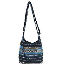 Sunsa Damen Umhängetasche. Hobo Tasche aus gewebter Baumwolle mit verstellbare Henkel. Crossbody Schultertasche mit Streifen Design. Geschenkideen für Frauen von Sunsa