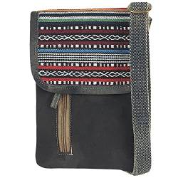 Sunsa Damen Umhängetasche. Nachhaltige Crossover Handy Tasche aus Canvas/Leinwand & gestreifte Baumwolle. Kleine Messenger Bag mit mehreren Fächern. S von Sunsa