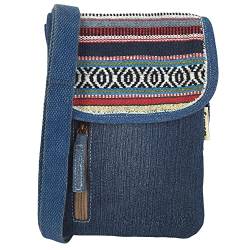 Sunsa Damen Umhängetasche. Nachhaltige Crossover Tasche aus Recycelte Jeans & Baumwolle. Kleine Messenger Bag mit mehreren Fächern. Schultertasche als Geschenk für Frauen/Mädchen von Sunsa