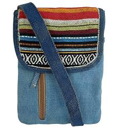 Sunsa Damen Umhängetasche. Nachhaltige Crossover Tasche aus Recycelte Jeans & Baumwolle. Vegane Kleine Messenger Bag mit mehreren Fächern. von Sunsa