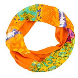 Sunsa Kinder Schlauchschal, Baumwolltuch Loop Schal, Scarf Tücher und Schals als Geschenkideen für Mädchen, Sommer Halstuch mit Blumen Design. Die Perfekt Kid´s Accessories (orange/grün #6) von Sunsa