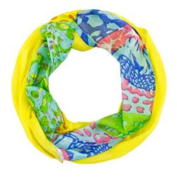 Sunsa Kinder Schlauchschal, Baumwolltuch Loop Schal Sommer.Halstuch mit Blumen Design.(gelb/blau/grün #4) von Sunsa