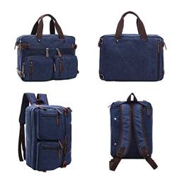 Laptop-Tasche Multifunktions-Canvas-Hybrid-Aktentasche Rucksack Messenger Bag, blau, Einheitsgröße von Sunshinejing