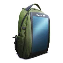 Sunslice Wasserdichter Laptop Rucksack mit intergriertem Solar Paneel, Outdoor Backpack Tasche für Damen und Herren zum schnellen Laden von Geräten mit einem externen USB Anschluss, khaki von Sunslice