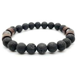 Sunsline Männer Heilung Yoga Perlen Armband 8mm Lava Stein Meditation Mala Perlen Schmuck (Zwei Holzperlen, 20) von Sunsline